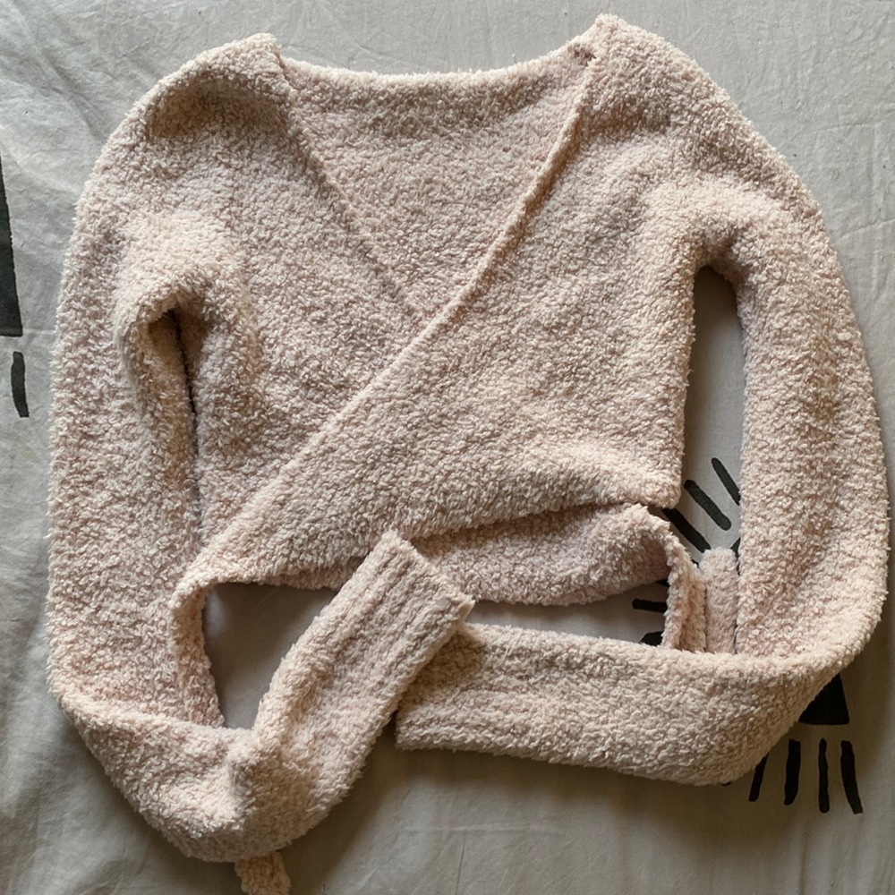 SKIMS Cozy Collection Pink Wrap Top